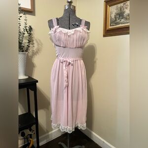 Vintage Pink Chiffon Babydoll Lingerie Small Chiffon Romantic Midi